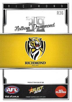 2018 Select AFL Club Team Sets - Richmond Tigers #R36 Nathan Drummond Back
